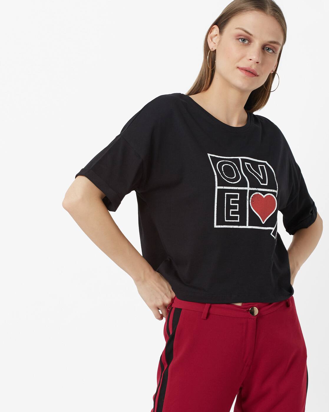 Buy Black Tshirts for Women by RIO 