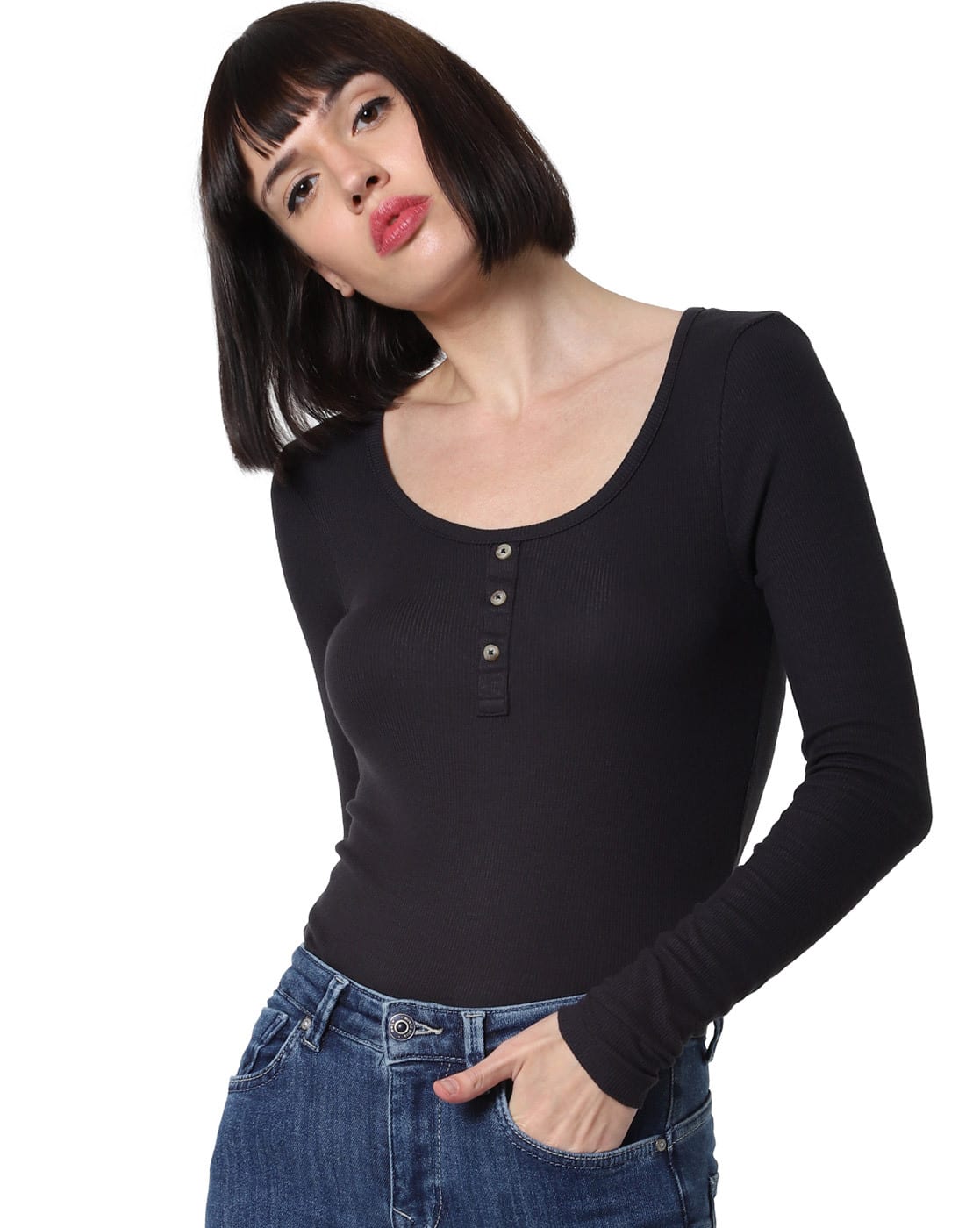 Ajio black tops Clearance