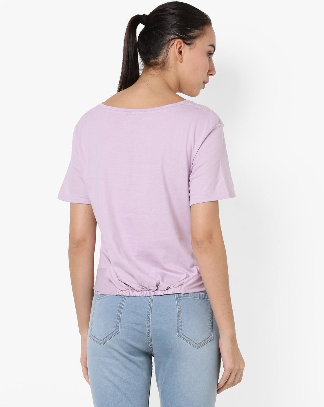 Lavender colour t shirt for women Clearance