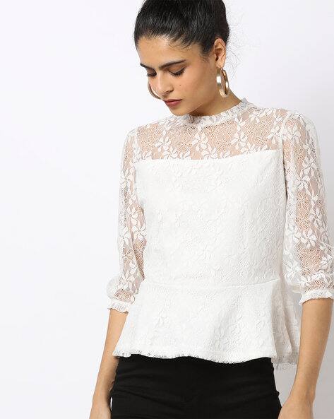 lace peplum top long sleeve