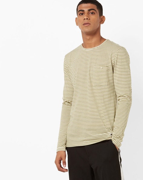 Khaki Full Sleeve Square Neck Long Sleeve T-Shirt