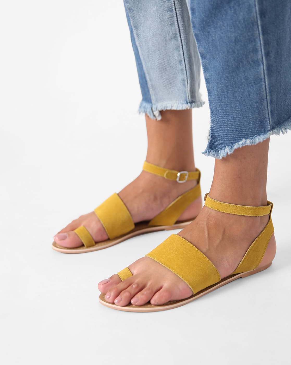 mustard yellow flat sandals