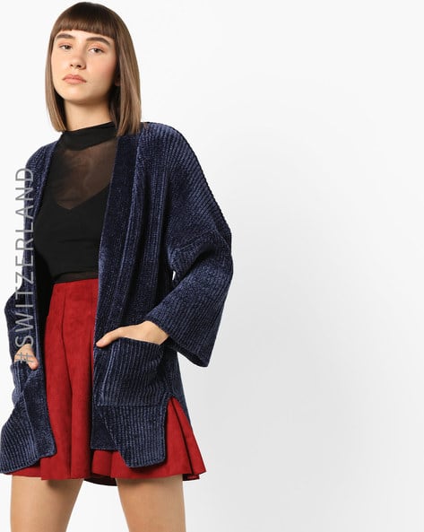 Open-Front Cardigan With Drop-Shoulder Sleeves By TALLY WEiJL ( Blue )