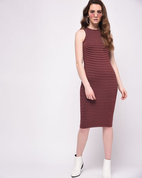 Irenie Midi Dress - Bodycon Dress in Chocolate