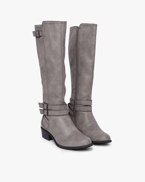 ladies grey knee high boots