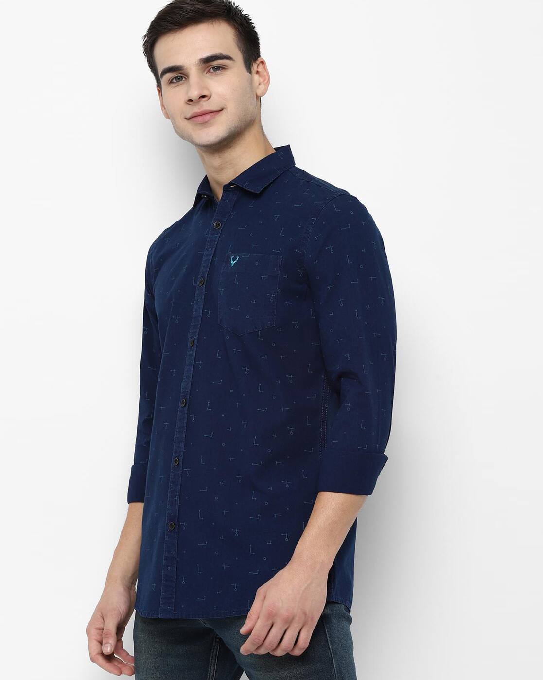 Navy Blue Shirts for Men by ALLEN SOLLY 