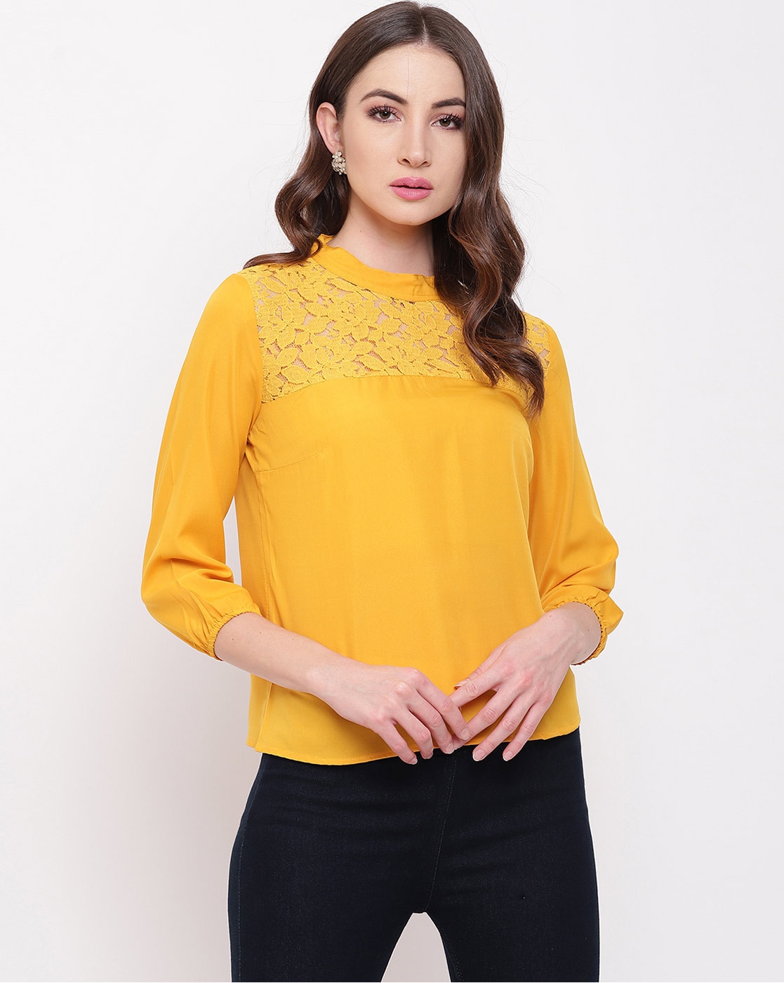 yellow lace top