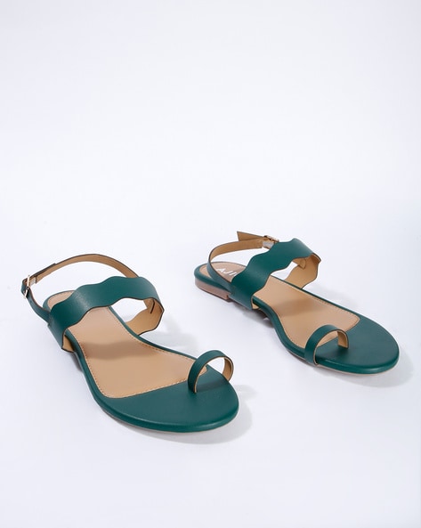 Dark green flat online sandals