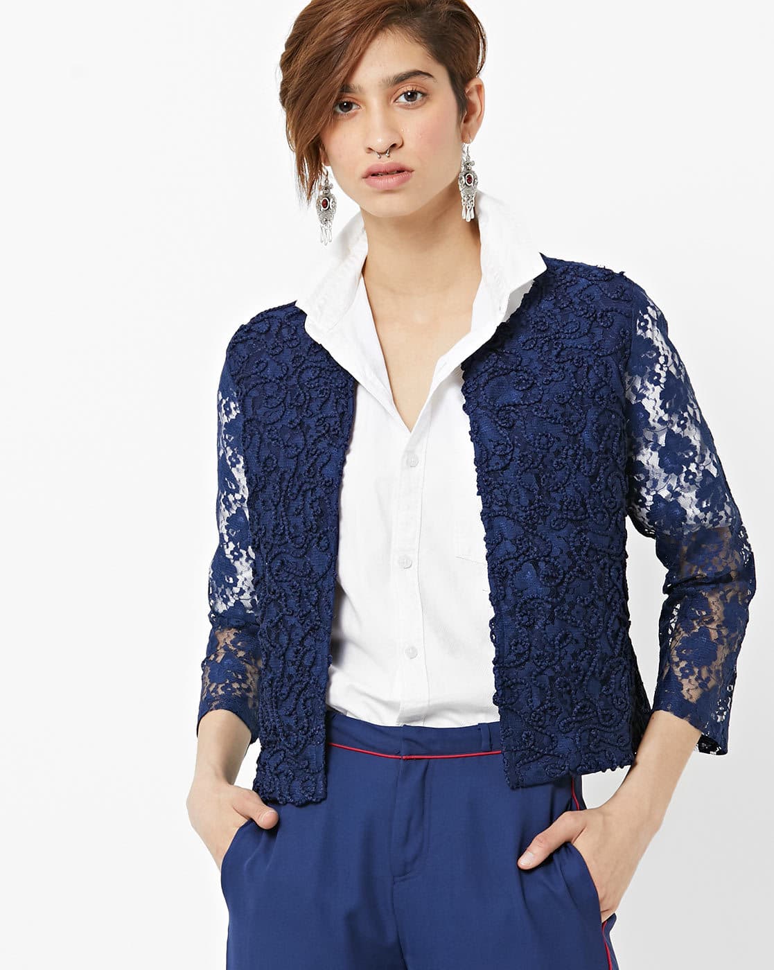 sheer navy jacket