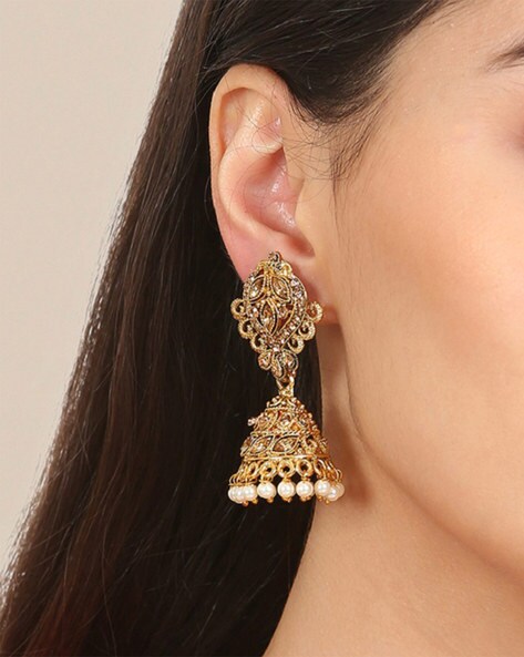 Classic Earring Cubic Zirconia Cz Jhumkas With Ruby And Czs Hangings at Rs  450/pair in Chennai