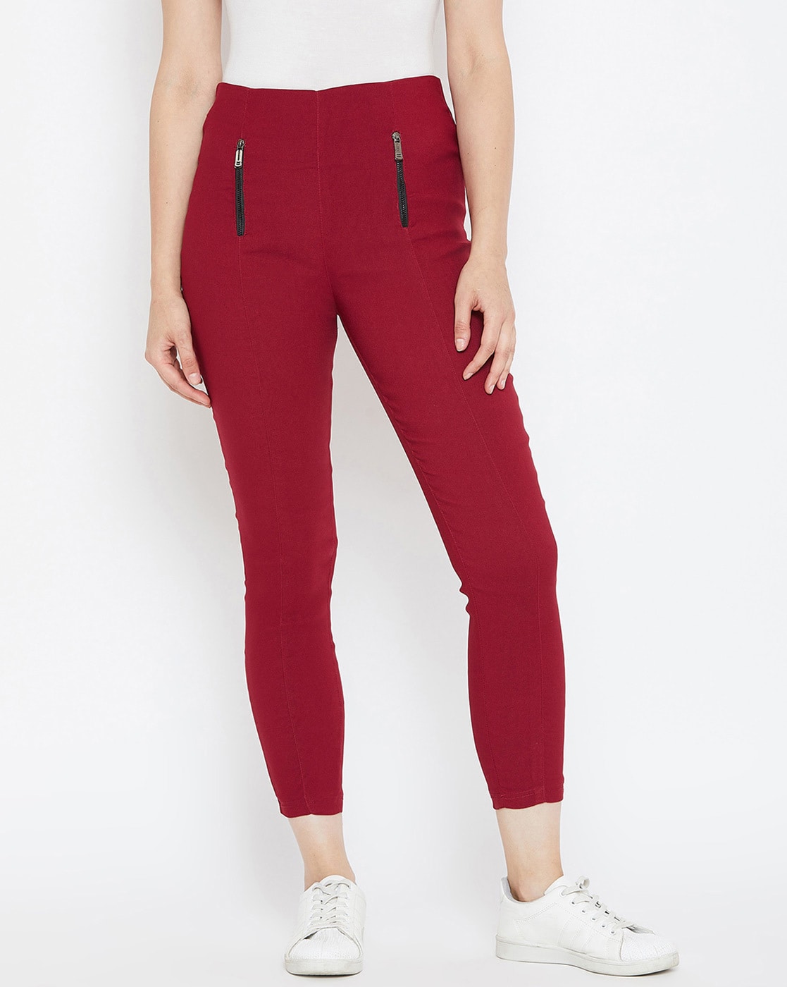 burgundy jeggings