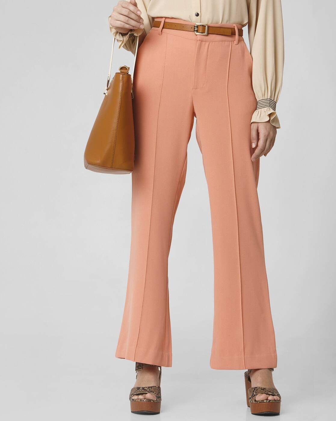 orange flared pants