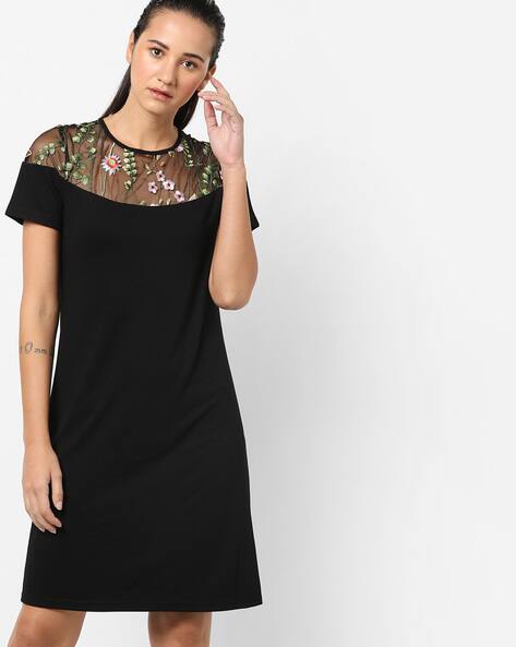 mesh panel shift dress Olivine Gabbro