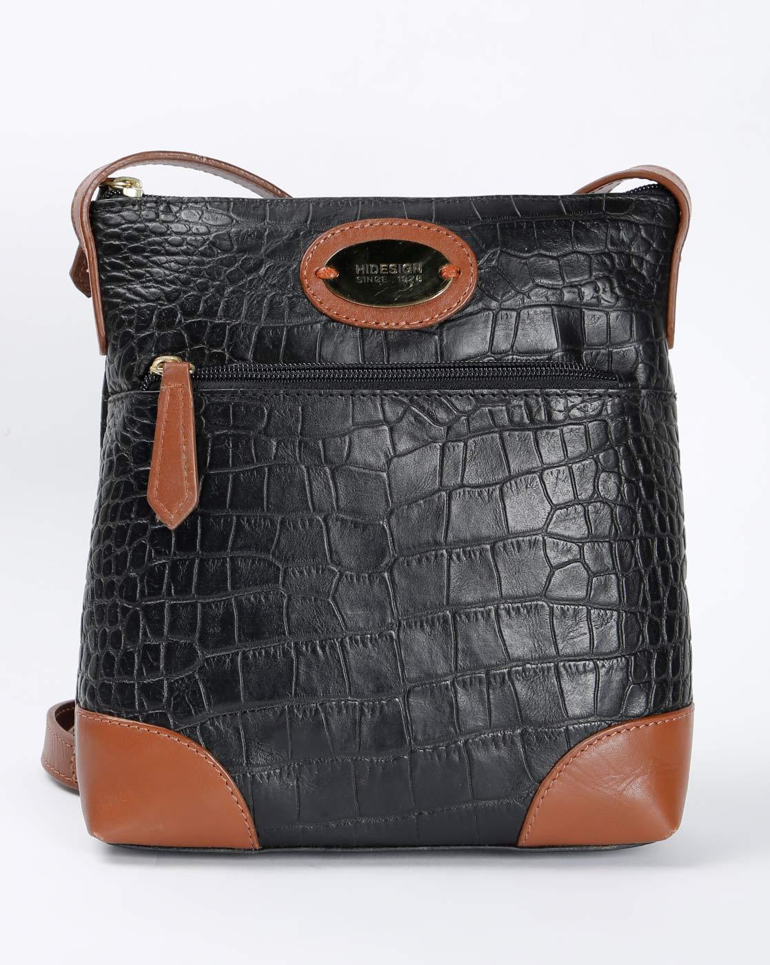 Hidesign Sling and Cross bags : Buy Hidesign Black Patterned Sling