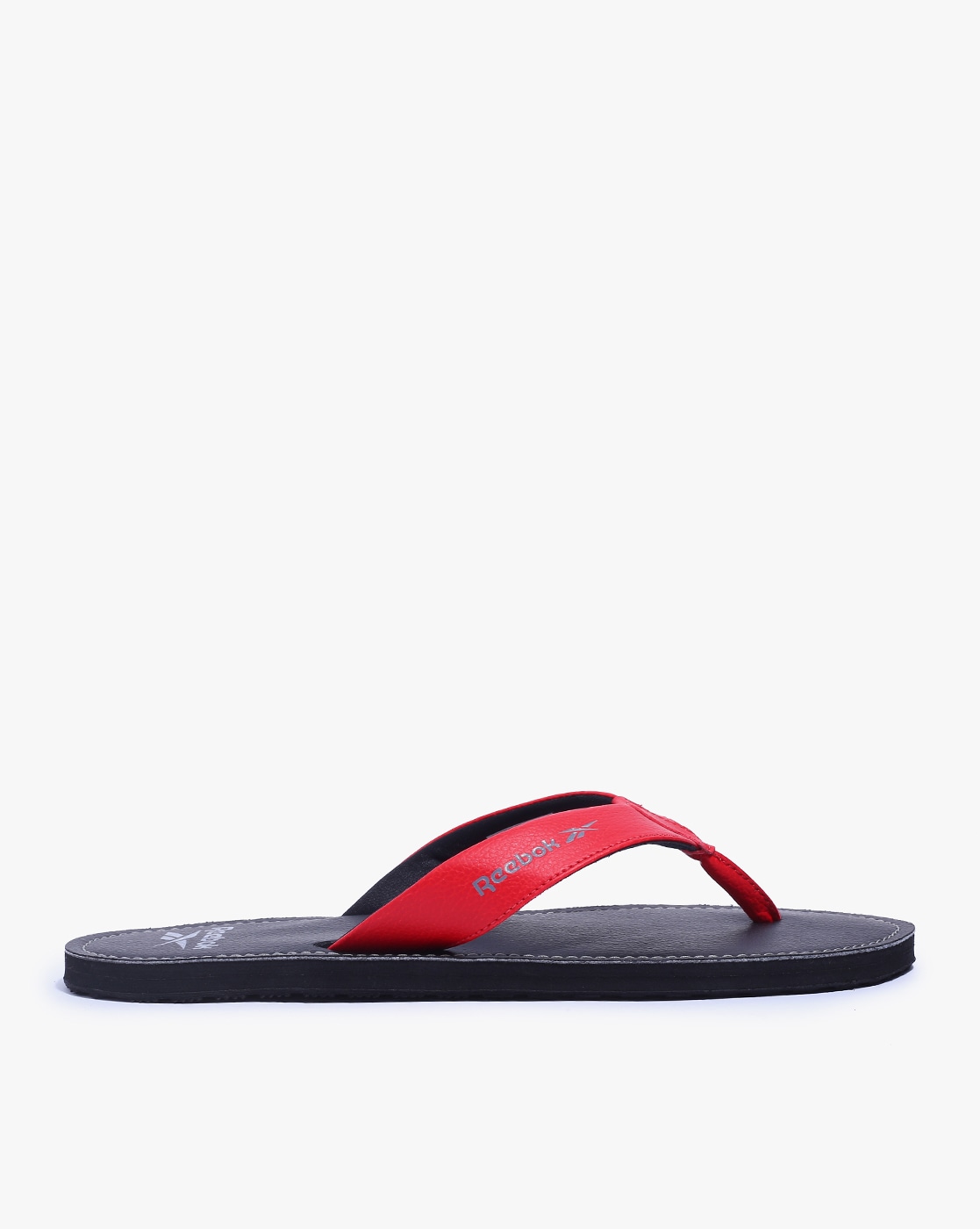 black and red flip flops