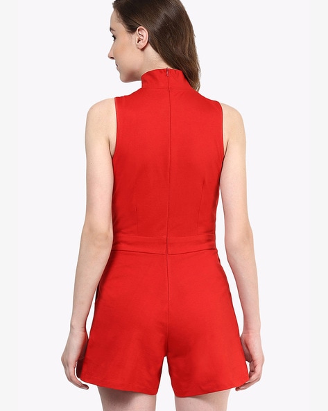 red zip playsuit