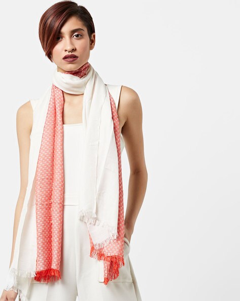 Printed Stole with Frayed Hems Price in India