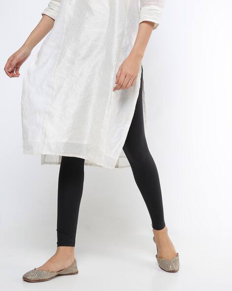 White kurti with black leggings clearance