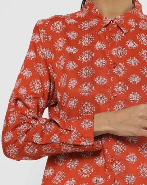 Printed Shirt with Spread Collar (Image - 1)