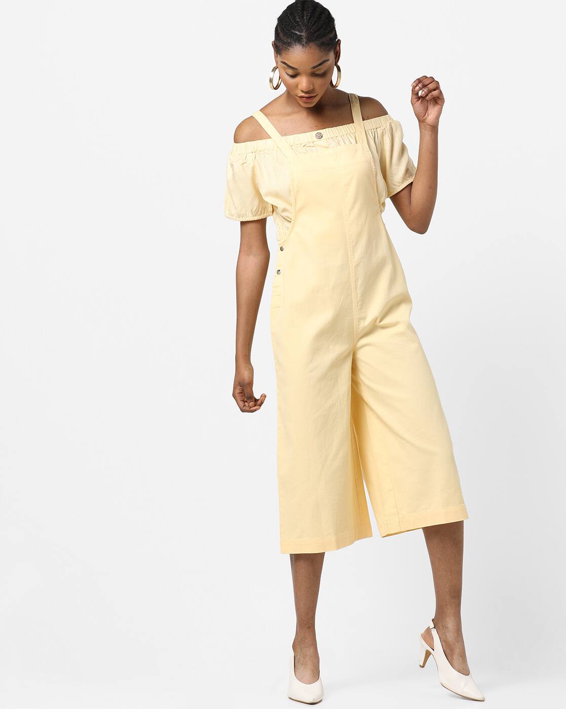 cream dungarees