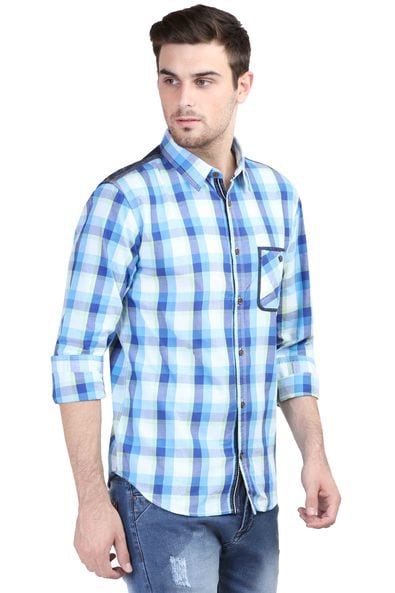 Buy Blue WITH Checked Shirt | AJIO