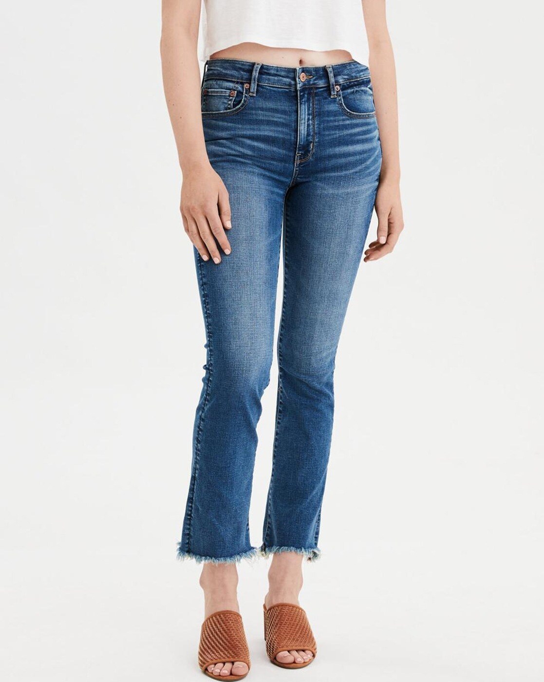 american eagle hi rise crop flare