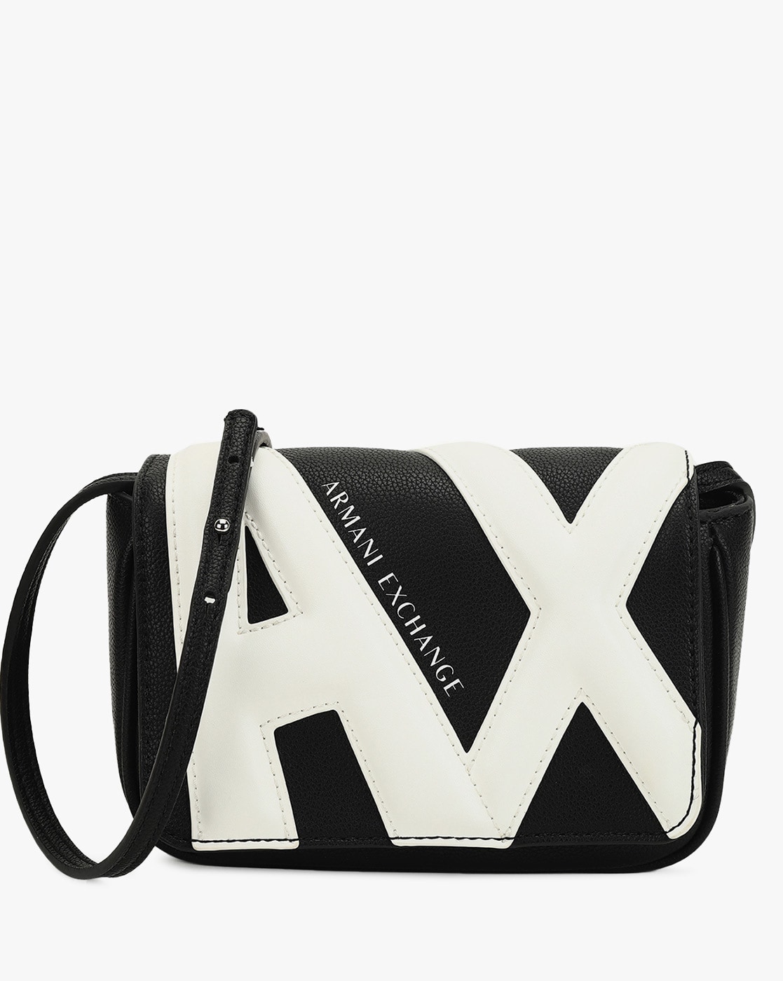 black and white sling bag