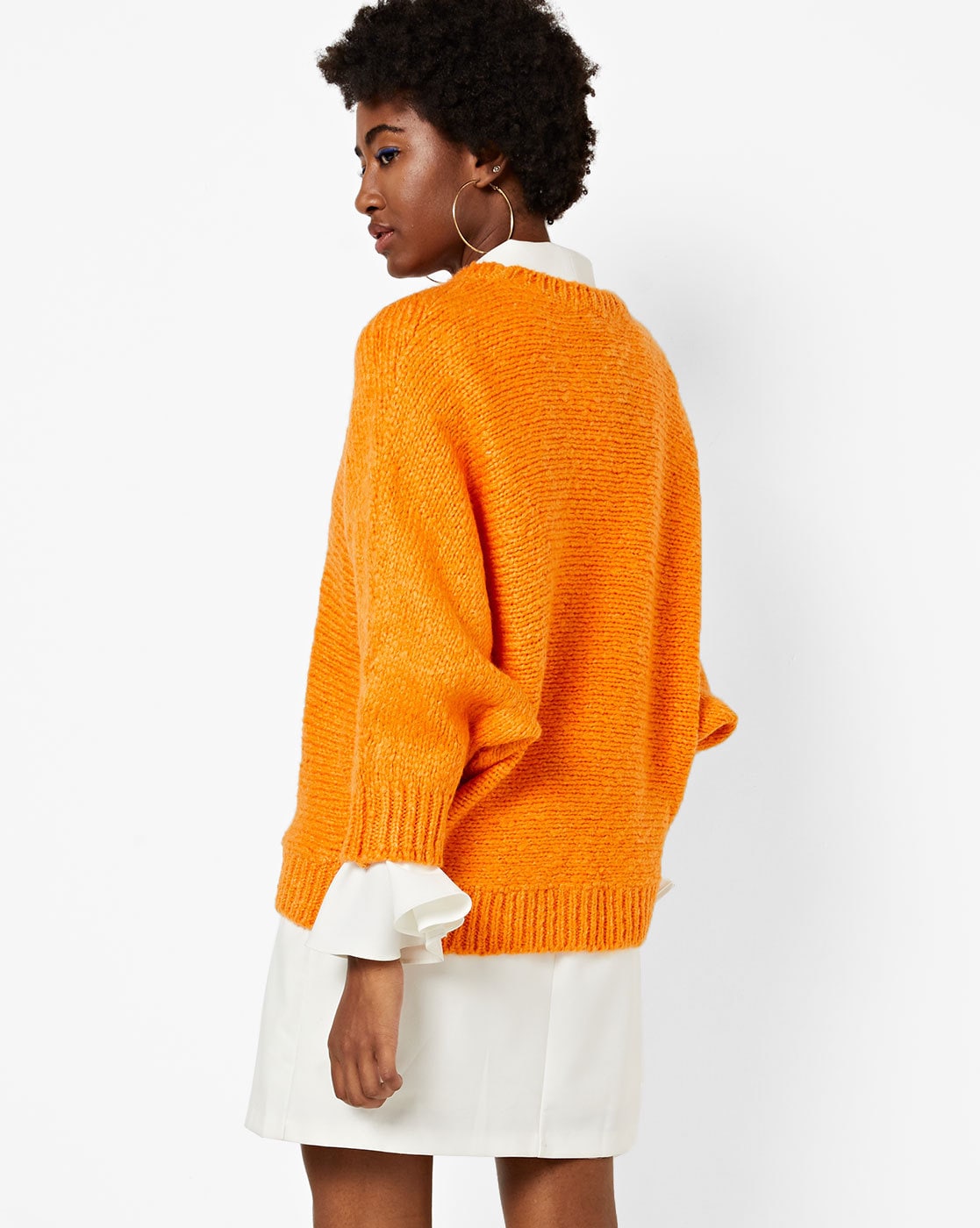 orange crew neck sweater women's