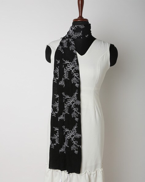 black embroidered scarf