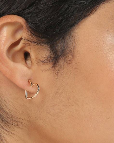 92.5 Sterling Silver Open Heart Hoop Earrings