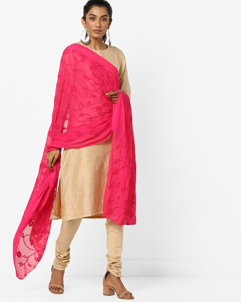 Dupatta with Leaf Embroidery Price in India
