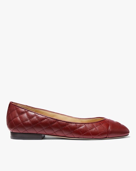 Buy Michael Kors Dylyn Quilted Leather Ballerinas | Maroon Color Women |  AJIO LUXE