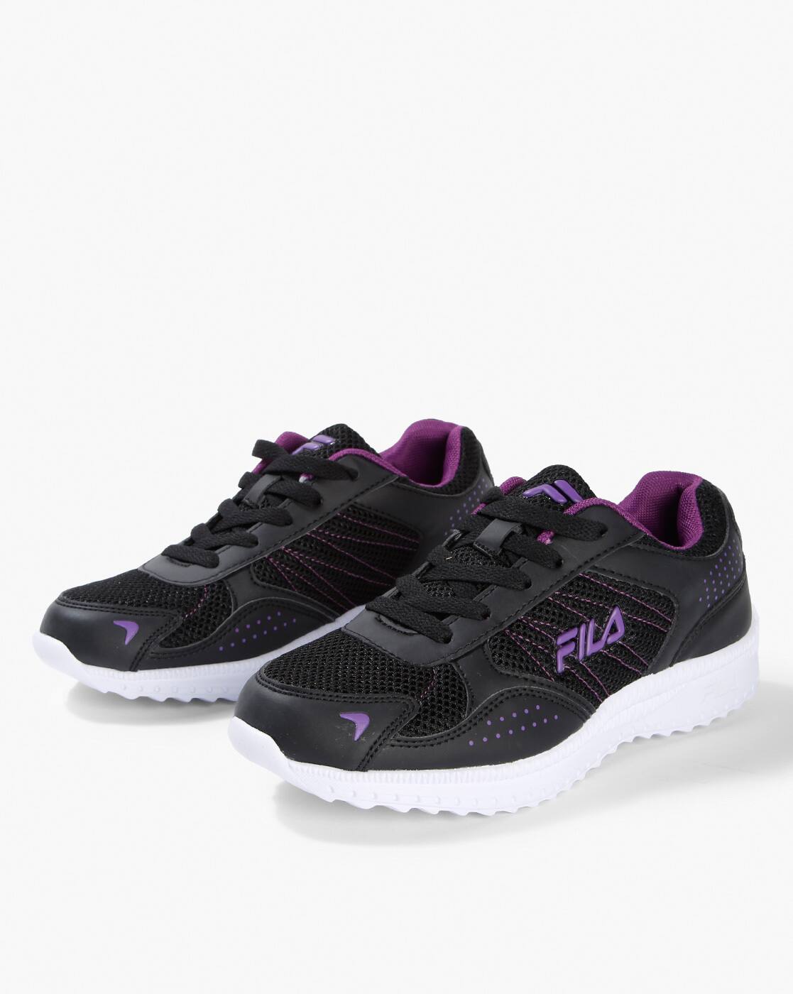 black and purple fila shoes