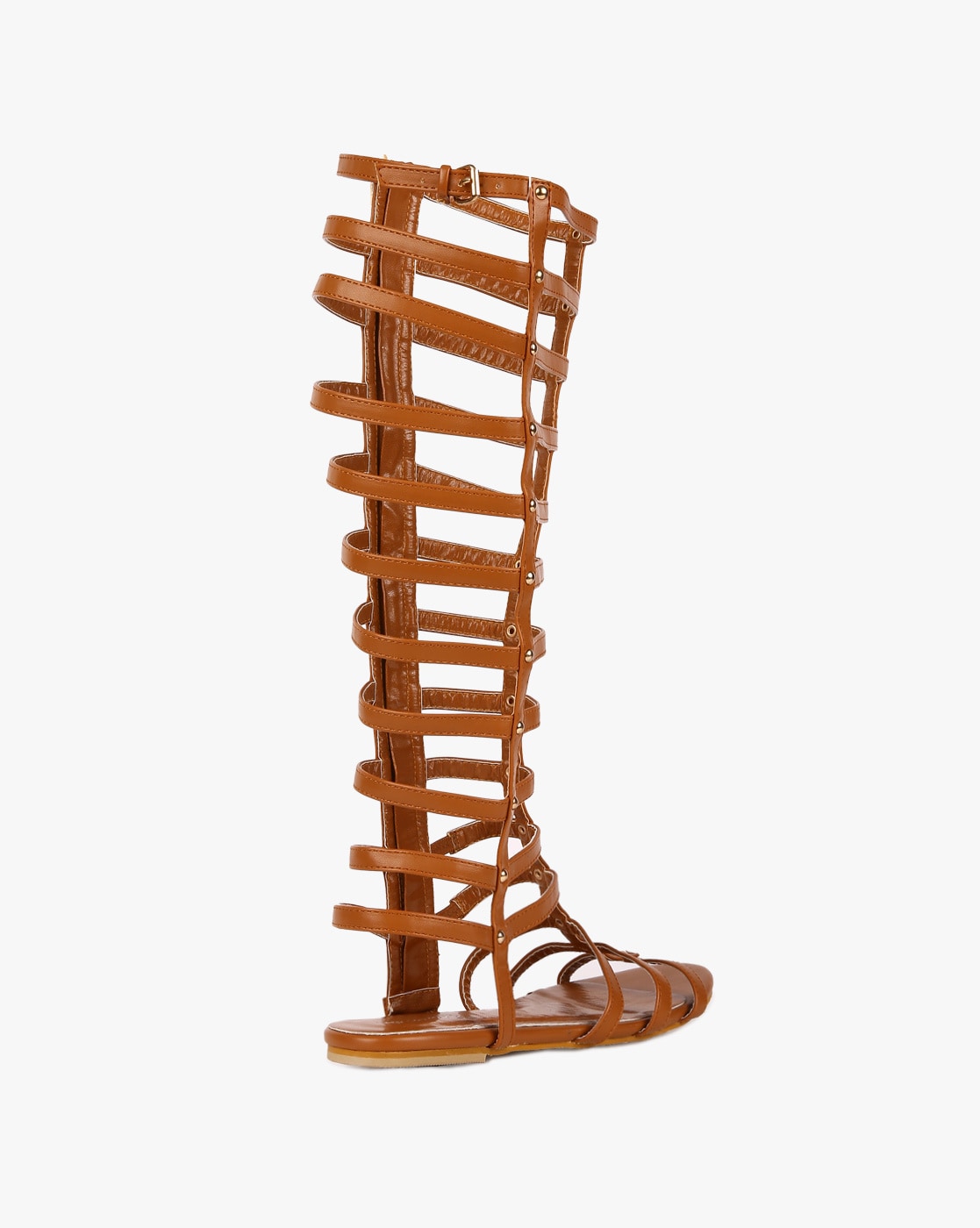 Daniel Endless Brown Leather Studded Knee High Gladiator Sandals