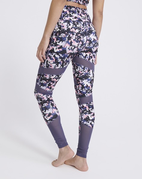 Studio Printed Leggings with Mesh Panels