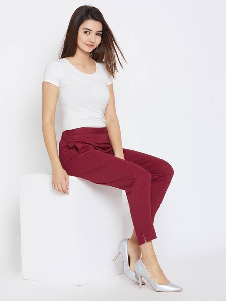 red slim fit pants