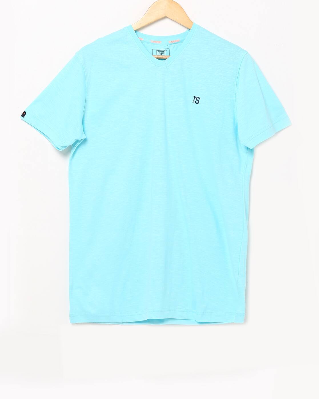 CORE SLUB V NECK, AQUA, XL