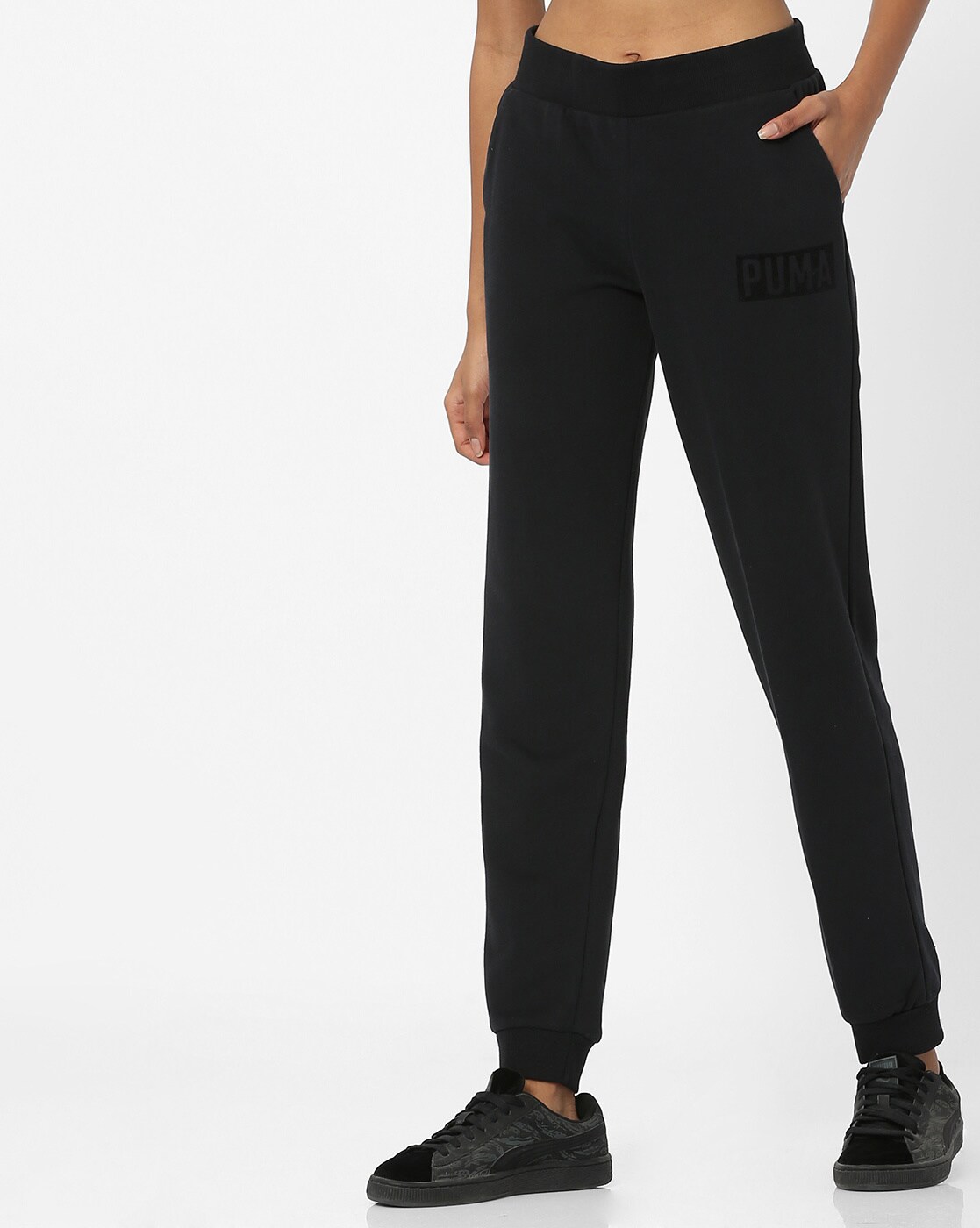 puma black joggers womens