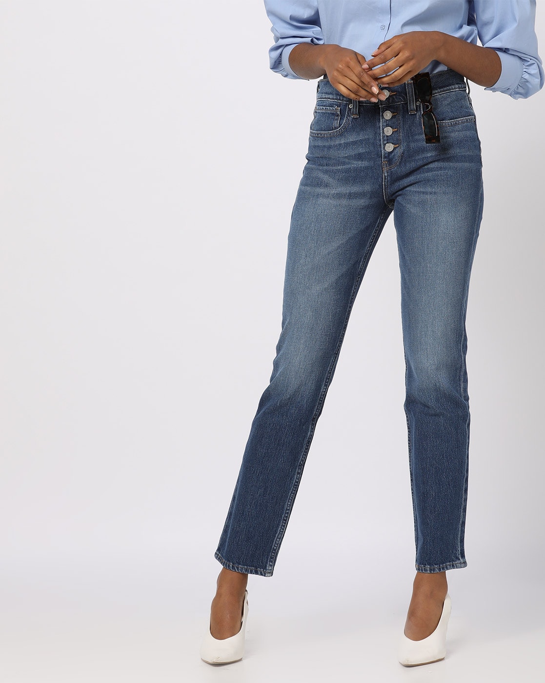 straight blue jeans womens