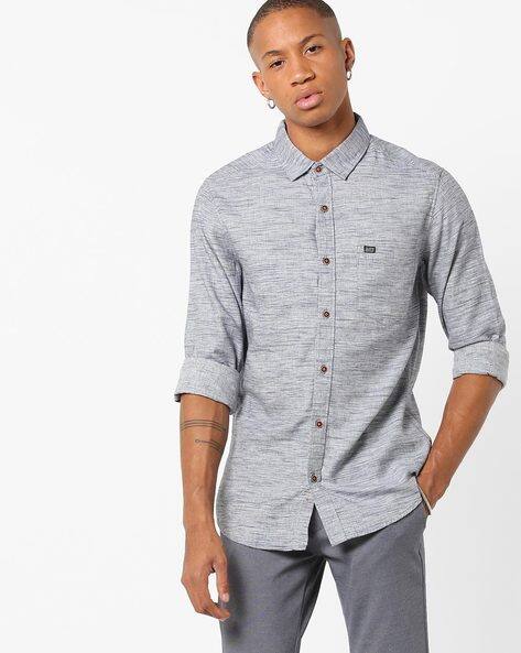Slim Fit Shirt With Patch Pocket By The Indian Garage Co ( Blue )