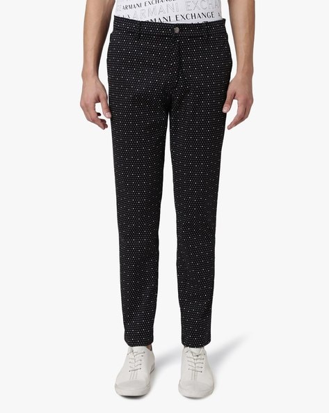 Buy Emporio Armani Men Black Medium-Stretch Regular-Fit trousers for Men  Online | The Collective