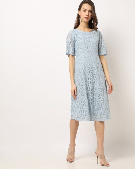 A-line Lace Dress with Round Neckline