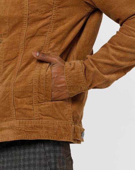 River Island Corduroy Jacket With Fleece Collar In Tan | ASOS