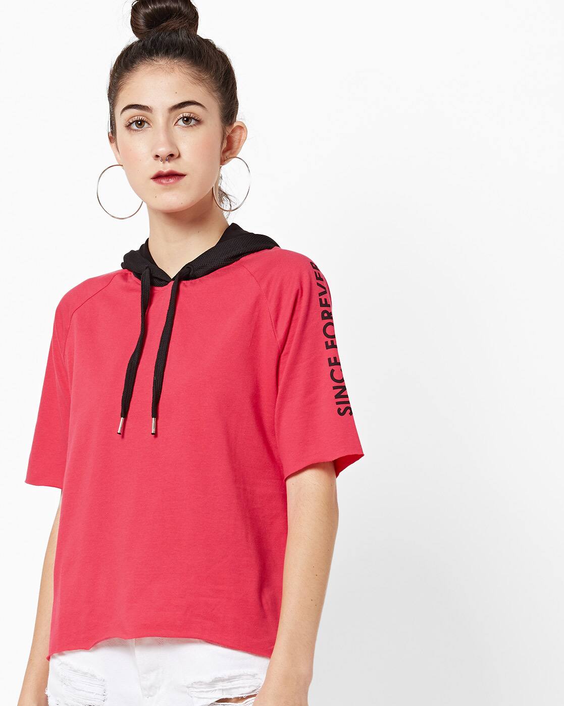 t shirt with hood womens