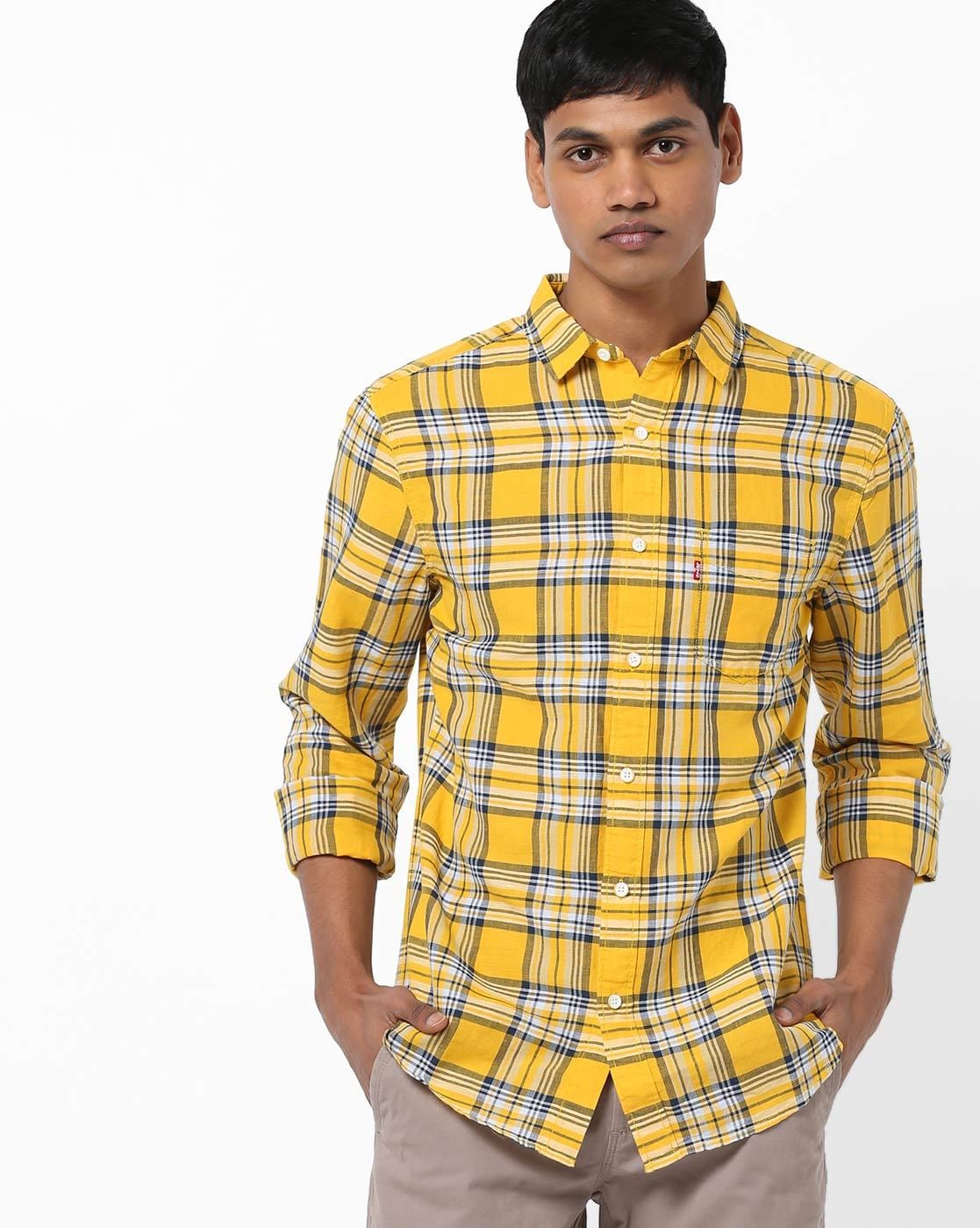 levis yellow check shirt