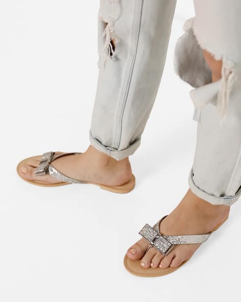Buy Silver Flat Sandals for Women by AJIO Online | Ajio.com