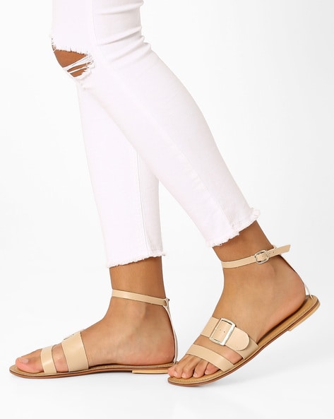 Buy Nude Flat Sandals for Women by AJIO Online | Ajio.com