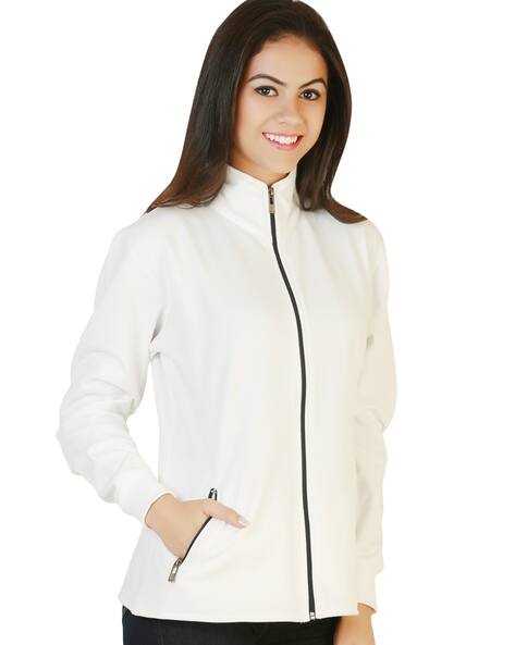 womens white zip jacket