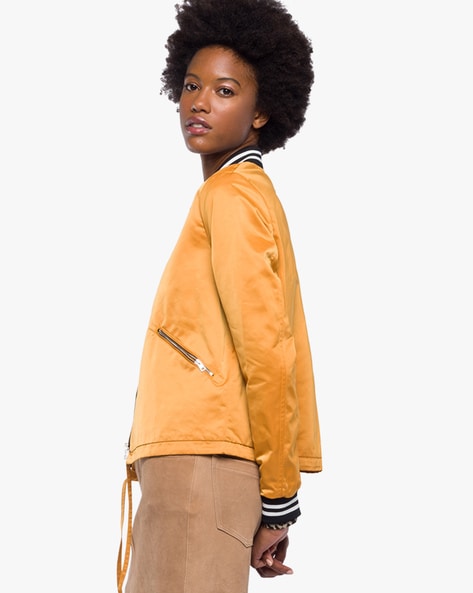 Mustard yellow hotsell bomber jacket womens