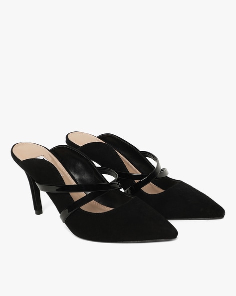black heels cross straps